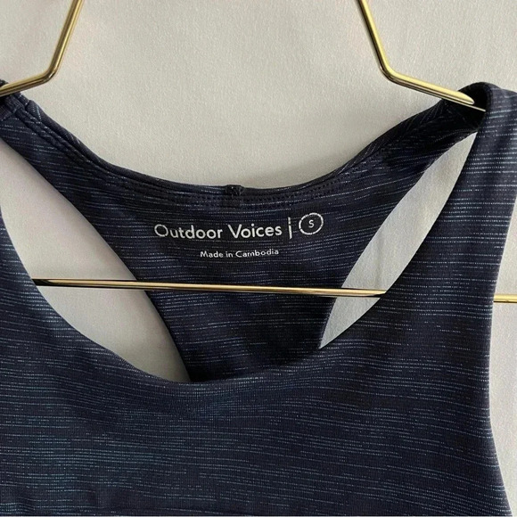Outdoor Voices Tech Sweat Top Size Small Multi Navy Blue Long Line Sport Bra - Picture 7 of 7